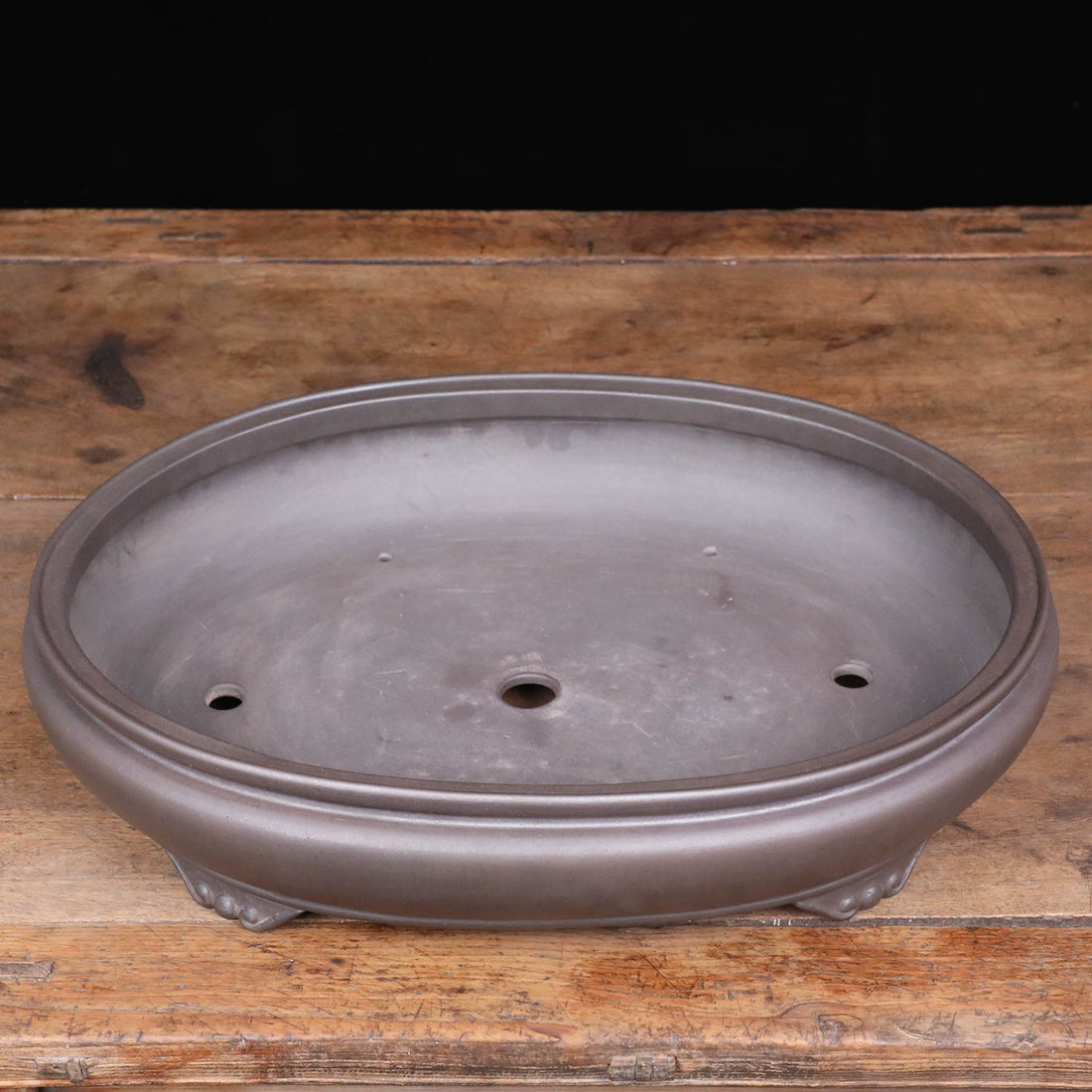 19 inch (48.3cm) Extra-Large Oval Wood-Fired Unglazed Bonsai Pots with Cloud Feet Inner View