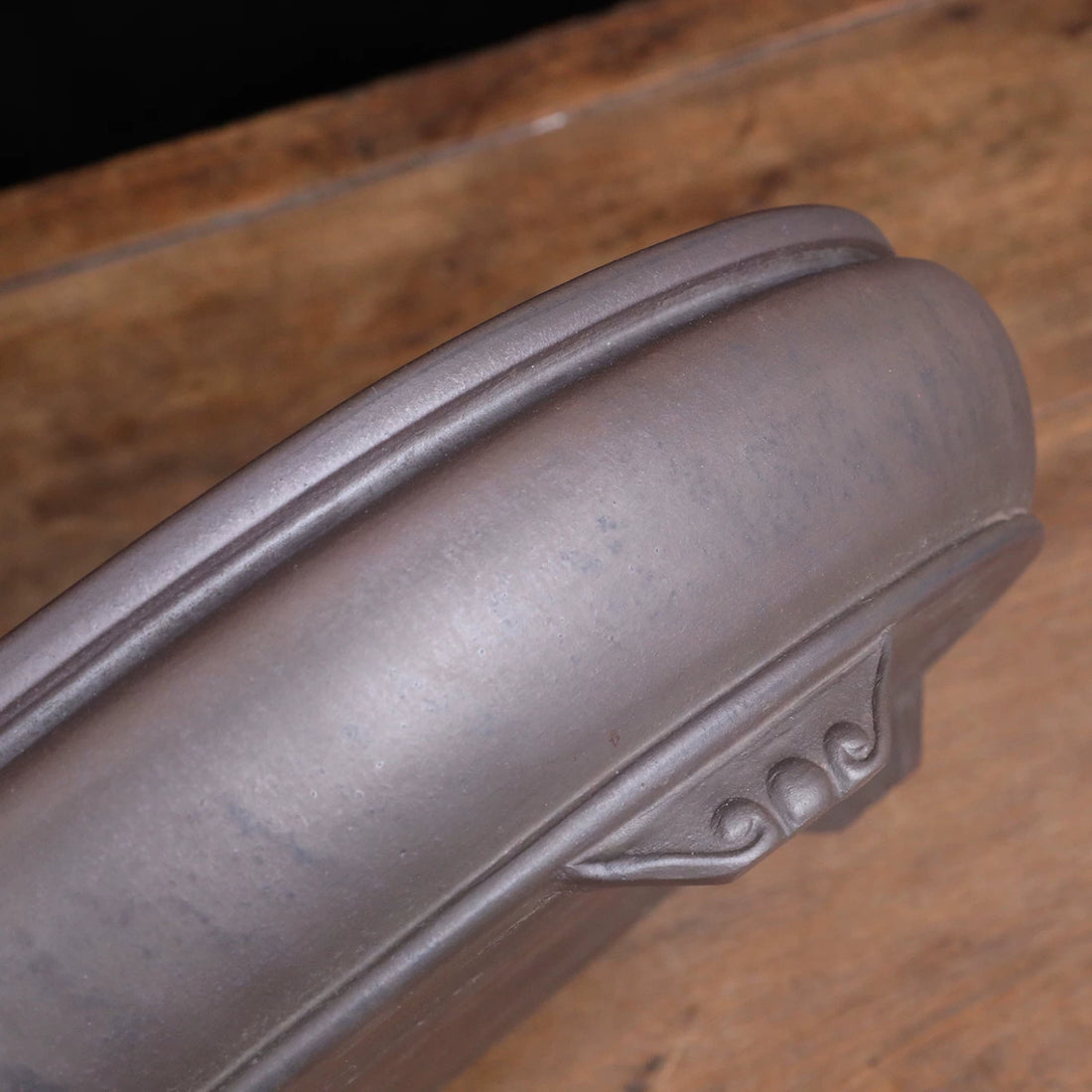 19 inch (48.3cm) Extra-Large Oval Wood-Fired Unglazed Bonsai Pots with Cloud Feet Close Shot