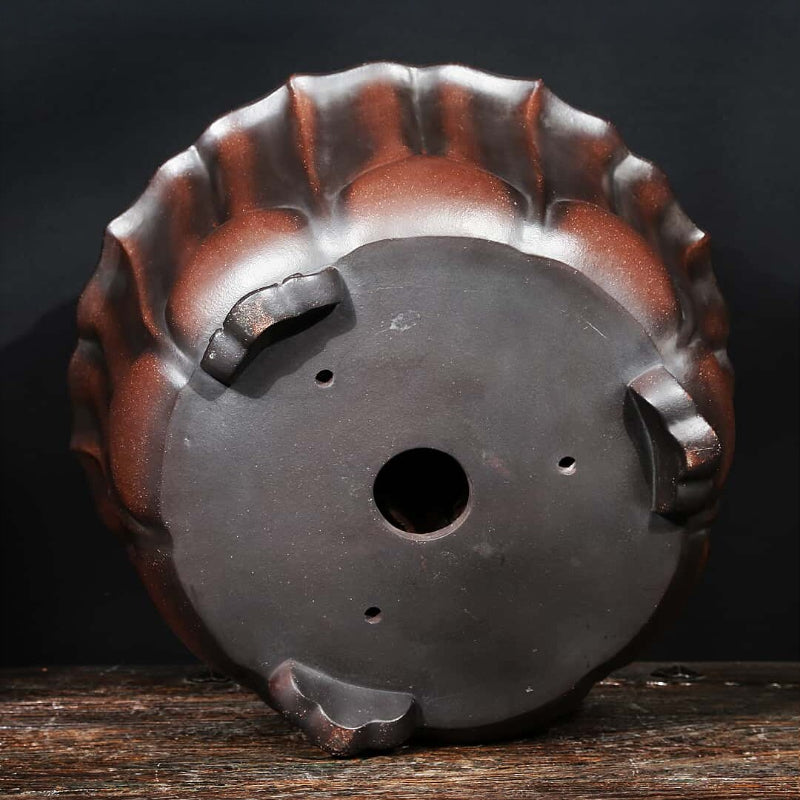 15,7" (40cm) Grote Ronde Lotusvormige Antieke Stijl Onglazuurde Bonsai Pot