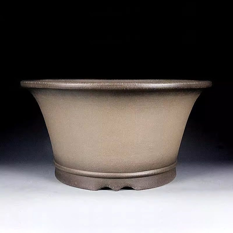 16.5 inch (42cm) Large 9 inch (23cm) Deep Round Beige Dual Tone Cascade/Semi Cascade Bonsai Pot