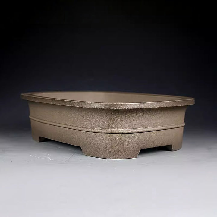 9" (23cm) Smooth Cornered Rectangular Unglazed Handmade Bonsai Pot Shallow