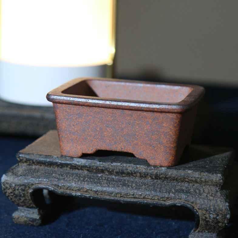 2.9" (7.5cm) Extra Small Yixing Clay Rustic Rectangular Bonsai Pot
