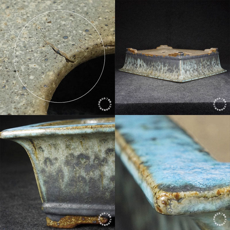 15.6" (39.6cm) Große Rechteckige Hochtemperatur Rote Glasierte Bonsai-Schale