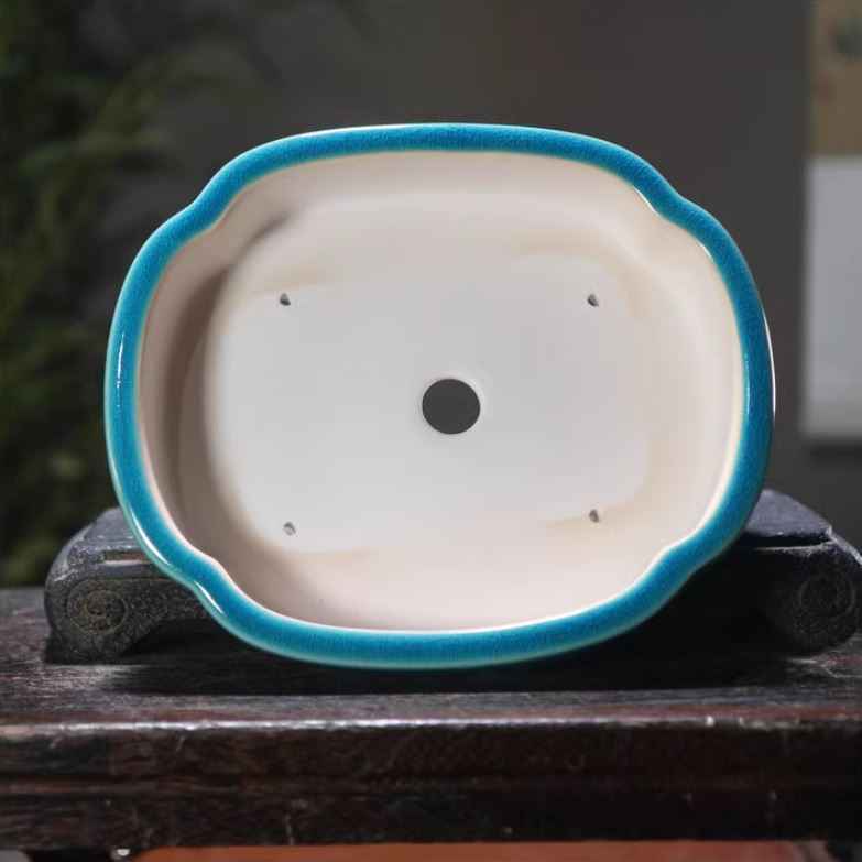 7.6" (19.5cm) Oval Cracked Glaze Handmade Yixing Clay Bonsai Pots