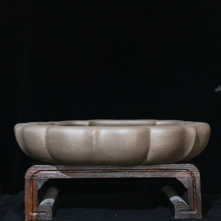 20.4" (52cm) Extra Large Lotus Shaped Handcrafted Bonsai Forest Pots Beige Color