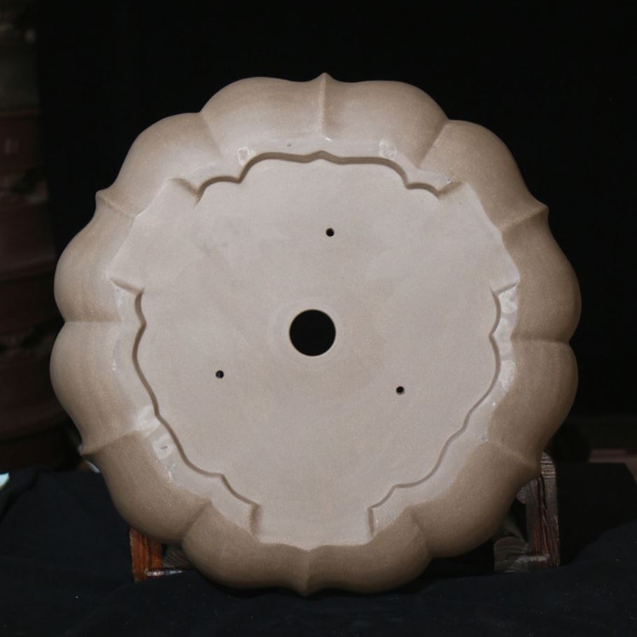 20.4" (52cm) Extra Large Lotus Shaped Handcrafted Bonsai Forest Pots Bottom View