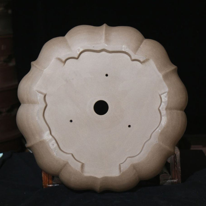20.4" (52cm) Extra Large Lotus Shaped Handcrafted Bonsai Forest Pots Bottom View