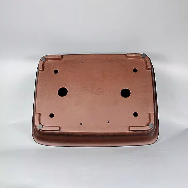 20.4 inch (52cm) Extra Large Rectangular Brown Dual Tone Bonsai Pot w Recessed Base Bottom View