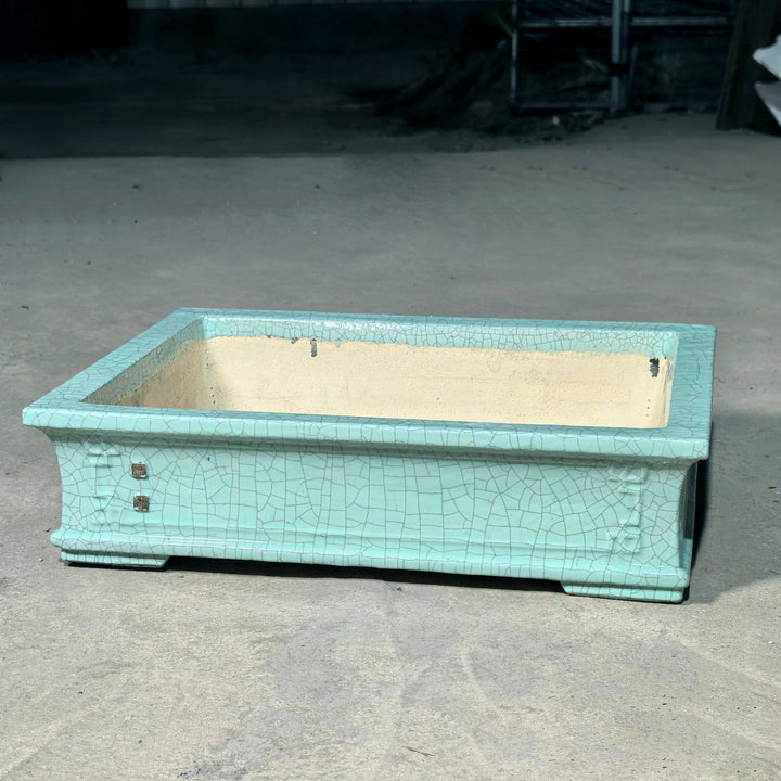 20.4 inch (52cm) Extra Large Rectangular Cracked Glaze Traditional Bonsai Pots Green Color
