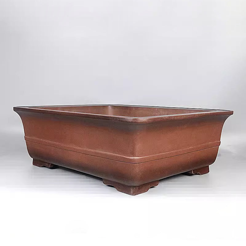 20.4 inch (55cm) Extra Large Rectangular Unglazed Deep Bonsai Pot w Mid-Body Raised Band Corner View