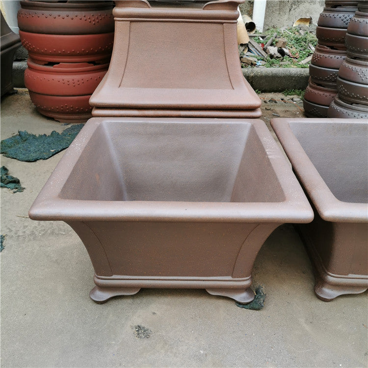 20.4 inch Extra Large 12.2 inch Deep Square Flared Premium Semi Cascade Bonsai Pot Top View