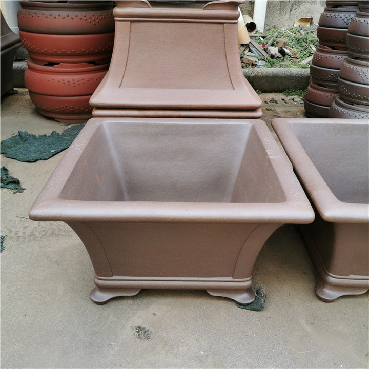 20.4 inch Extra Large 12.2 inch Deep Square Flared Premium Semi Cascade Bonsai Pot Top View