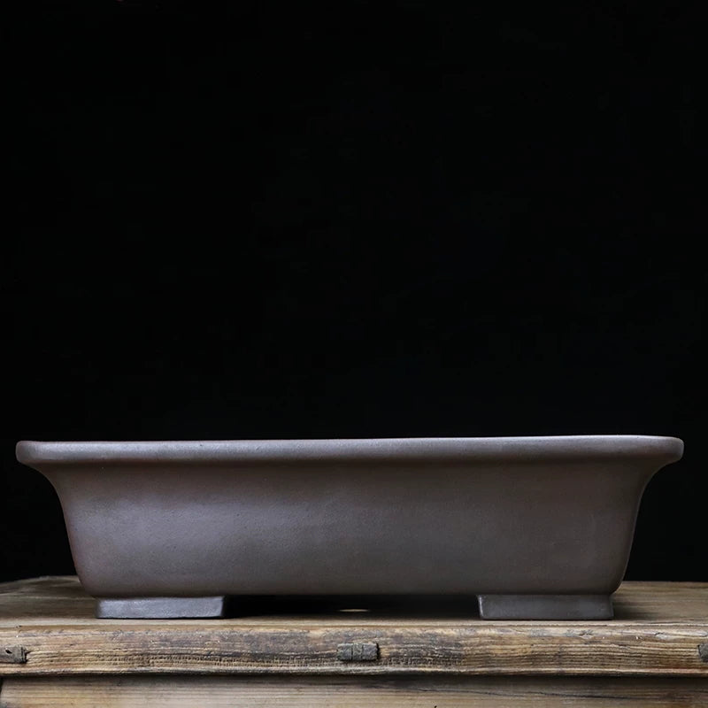20.6 inch (52.5cm) Extra-Large Flared Rectangular Wood-Fired Unglazed Bonsai Pot