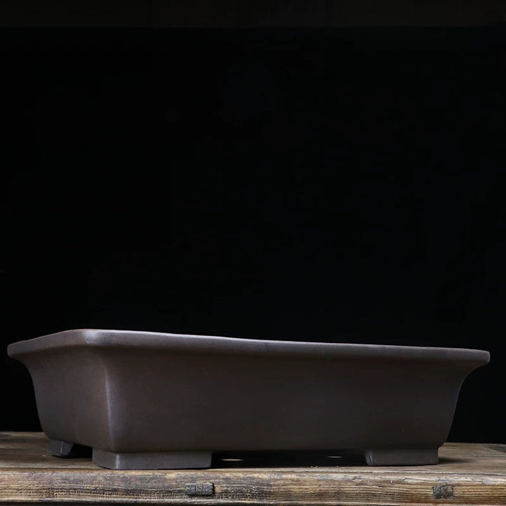 20.6 inch (52.5cm) Extra-Large Flared Rectangular Wood-Fired Unglazed Bonsai Pot Corner View