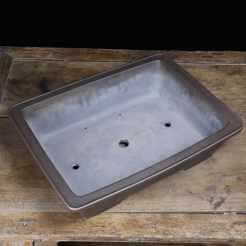 20.6 inch (52.5cm) Extra-Large Flared Rectangular Wood-Fired Unglazed Bonsai Pot Inner View