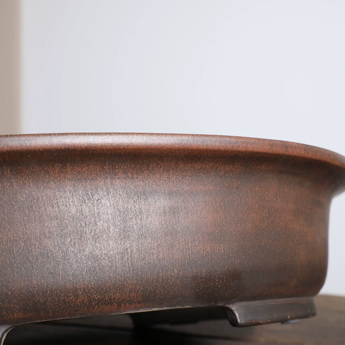 20.6 inch (52.5cm) Extra Large Oval Traditional Unglazed Bonsai Pot with Tonal Variation Close Shot