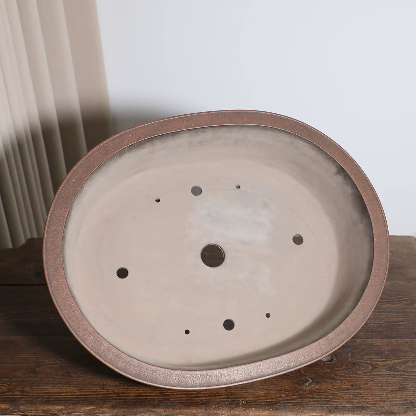 20.6 inch (52.5cm) Extra Large Oval Traditional Unglazed Bonsai Pot with Tonal Variation Inner View