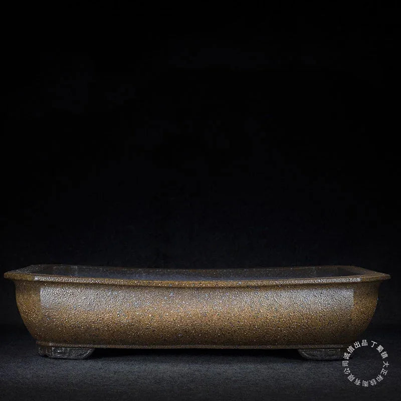 20.6 inch (52.5cm) Extra Large Premium Rectangular Bonsai Pot w Retro Germanium Cracked Glaze