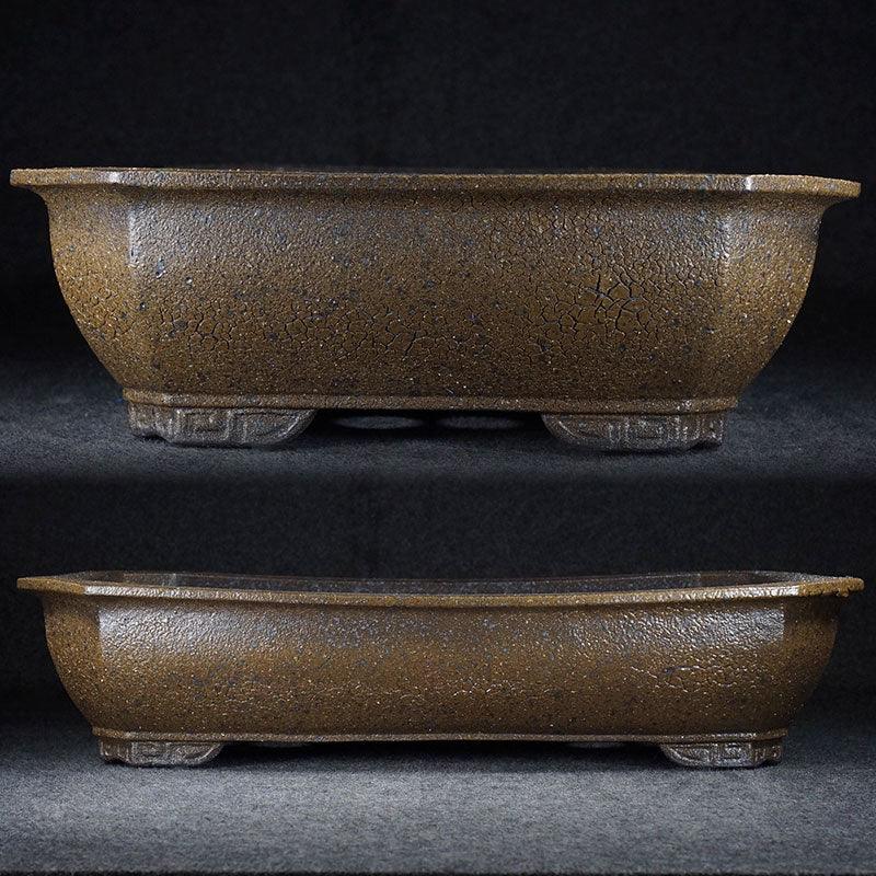 20.6 inch (52.5cm) Extra Large Premium Rectangular Bonsai Pot w Retro Germanium Cracked Glaze
