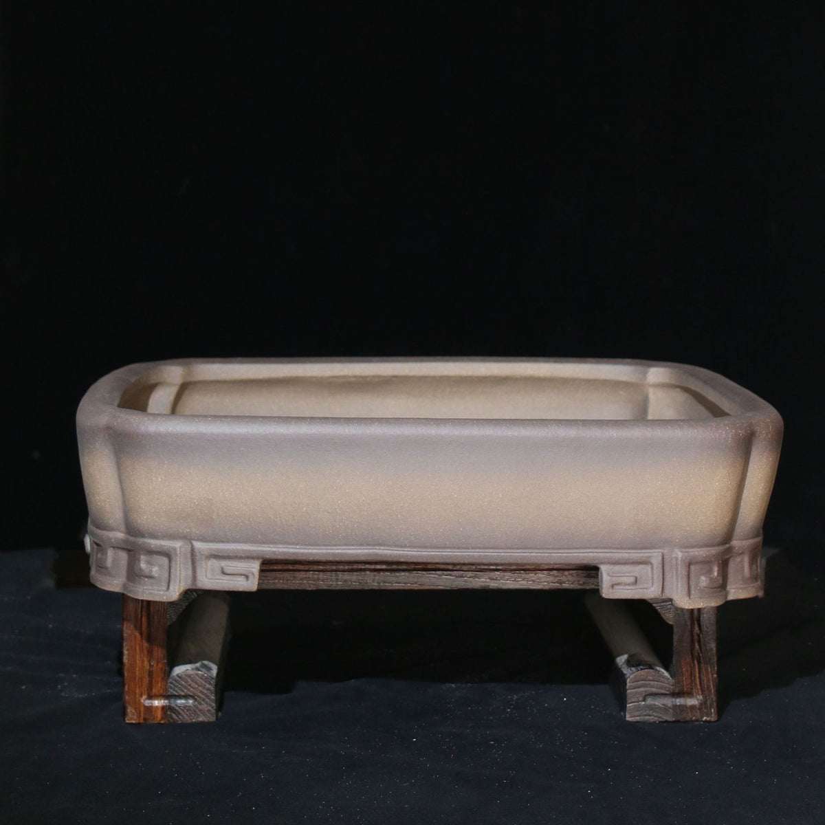 20.8" (53cm) Extra Large Premium Rectangular Bonsai Pot w Ornamental Feet Top View