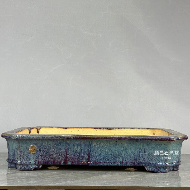 20.8" (53cm) Extra Large Rectangle Exclusive Drip Glaze Bonsai Pots Forest Pots Blue-Purple Color