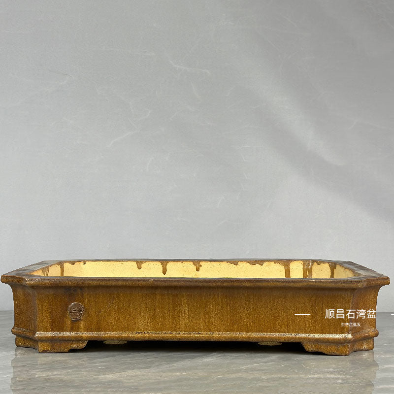 20.8" (53cm) Extra Large Rectangle Exclusive Drip Glaze Bonsai Pots Forest Pots Gold Color