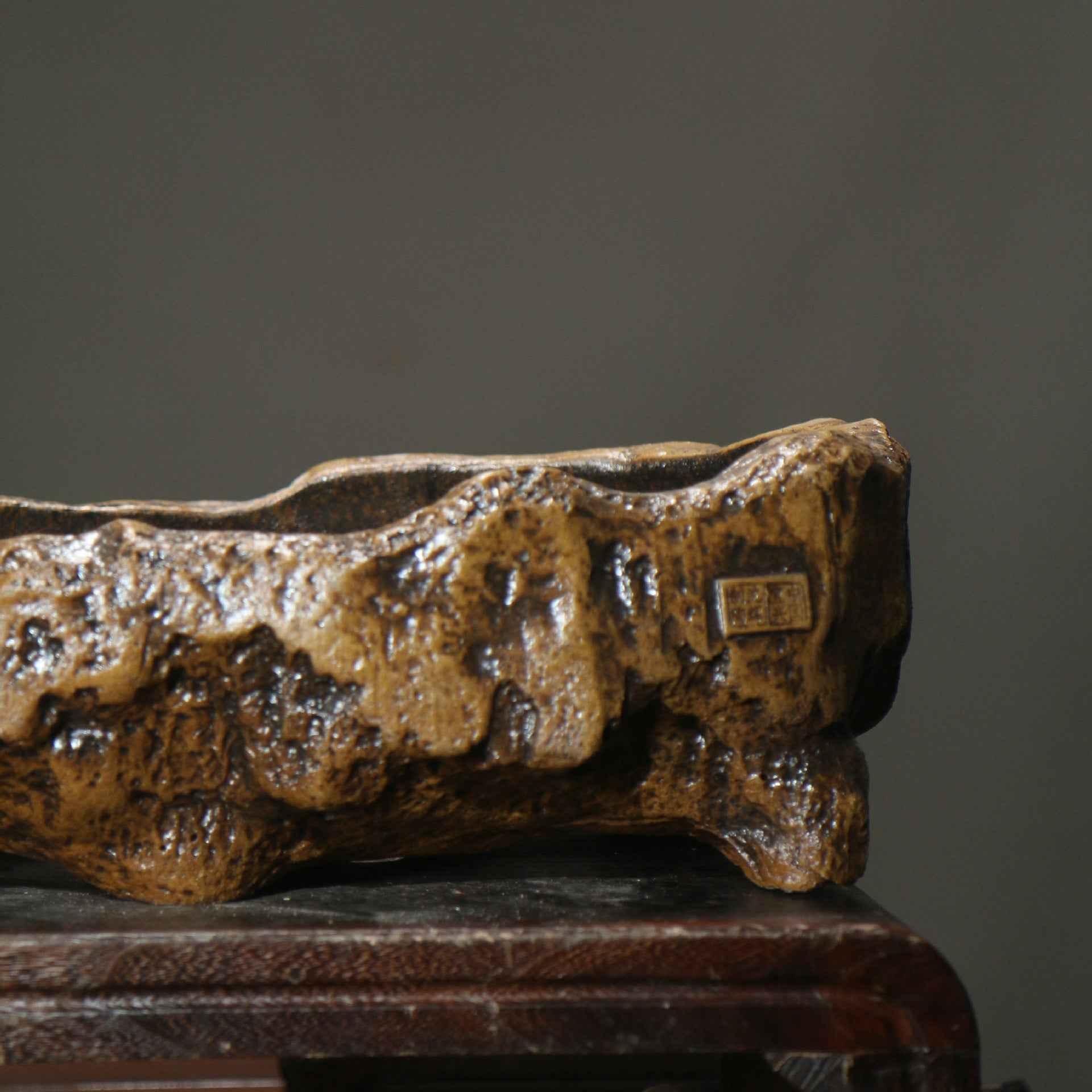 20.8" (53cm) Extra Large Unique Abstract Rugged Rock-Style Bonsai Pot