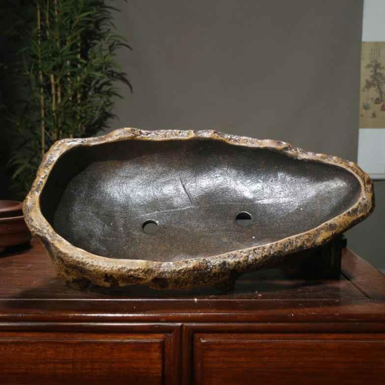 20.8" (53cm) Extra Large Unique Abstract Rugged Rock-Style Bonsai Pot
