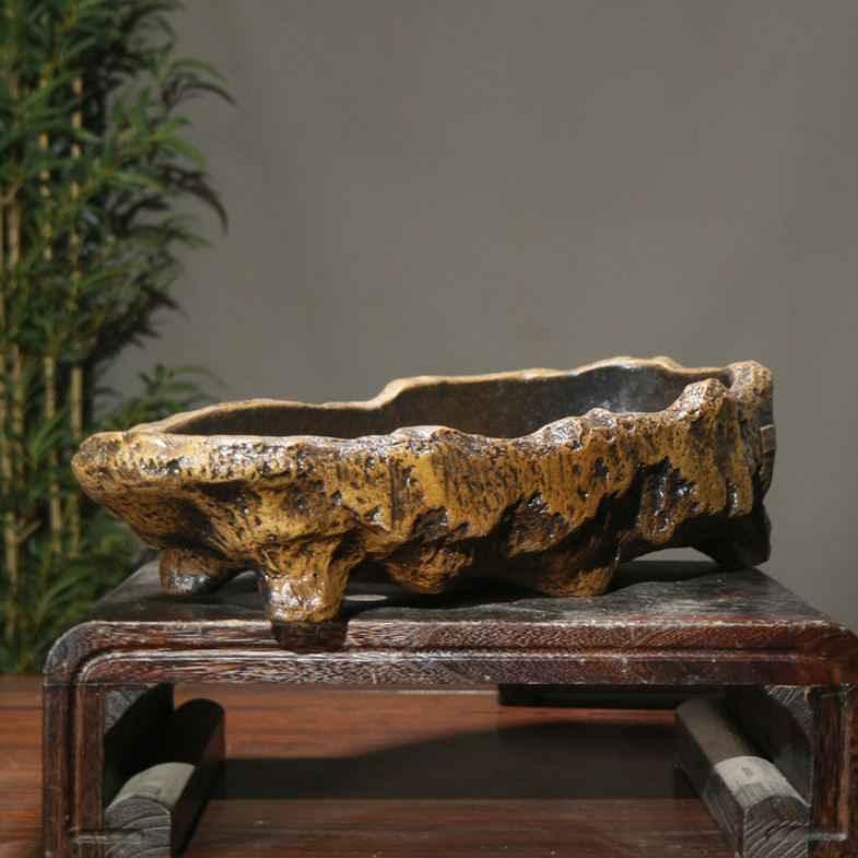 20.8" (53cm) Extra Large Unique Abstract Rugged Rock-Style Bonsai Pot
