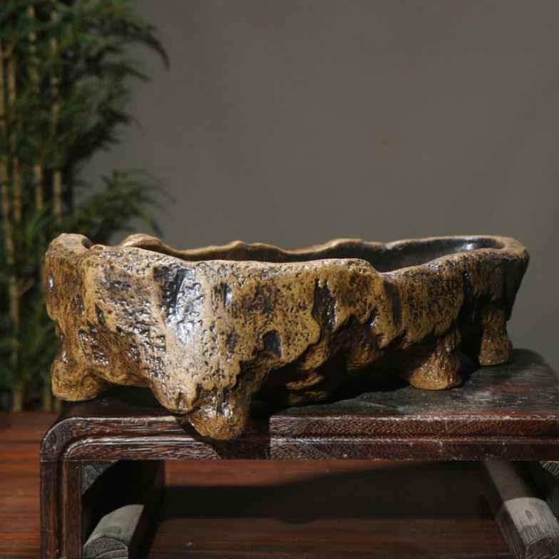20.8" (53cm) Extra Large Unique Abstract Rugged Rock-Style Bonsai Pot