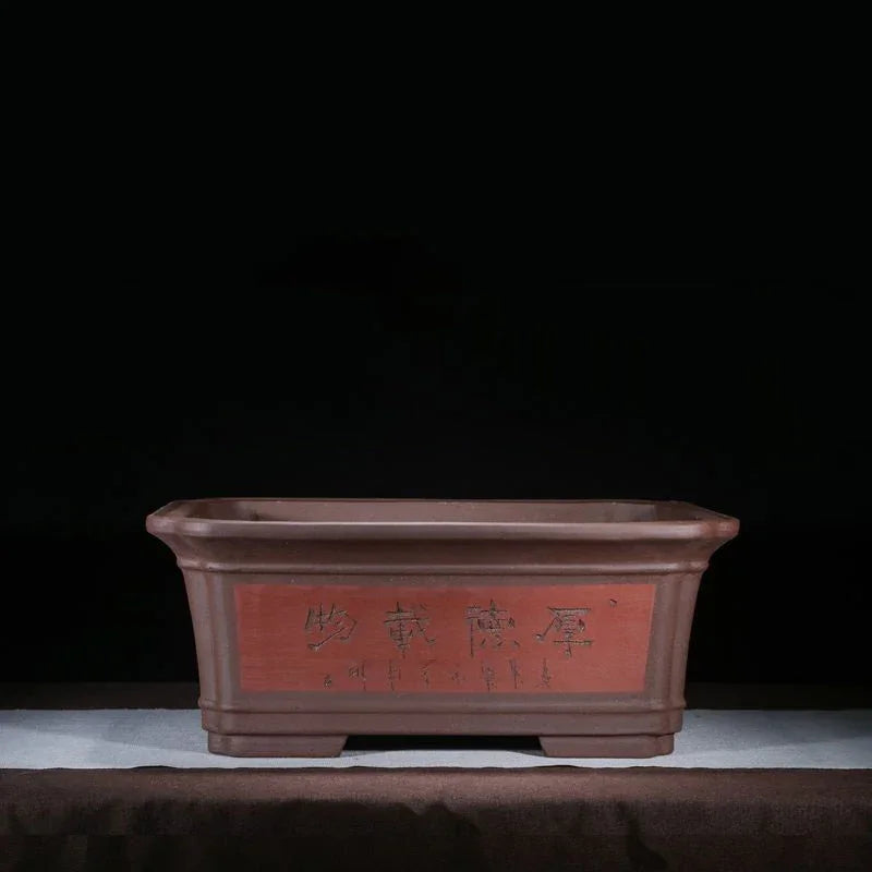 20.8" (53cm) XL Rectangular Yixing Clay Handmade Deep Bonsai Pots Red Color