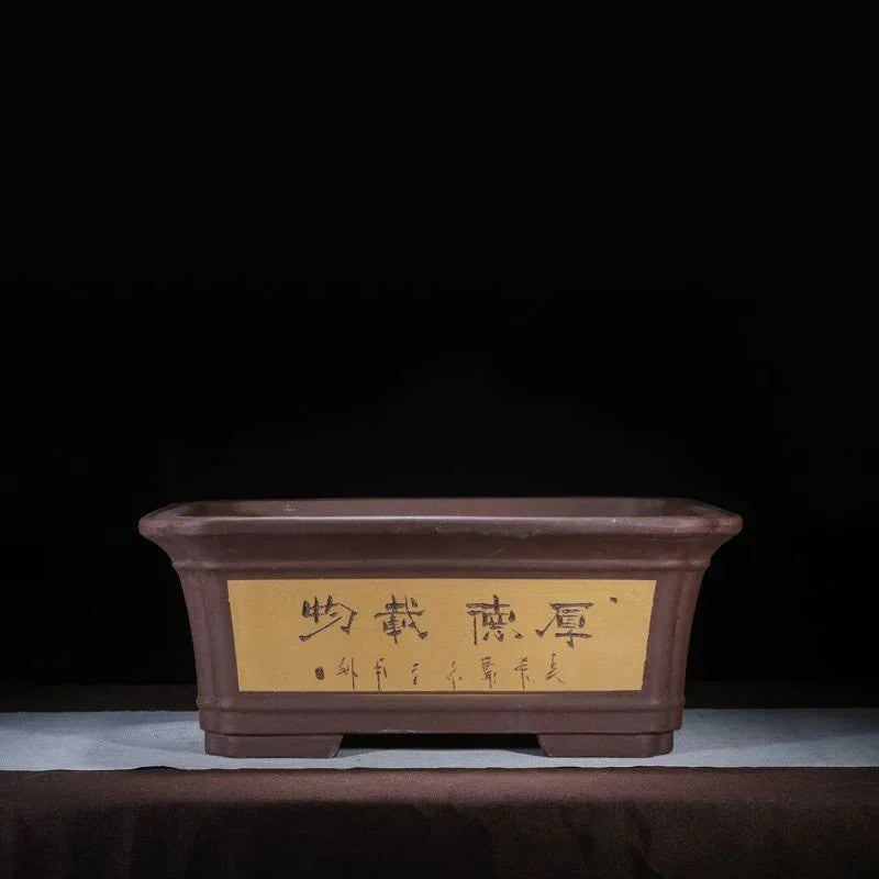 20.8" (53cm) XL Rectangular Yixing Clay Handmade Deep Bonsai Pots Yellow Color