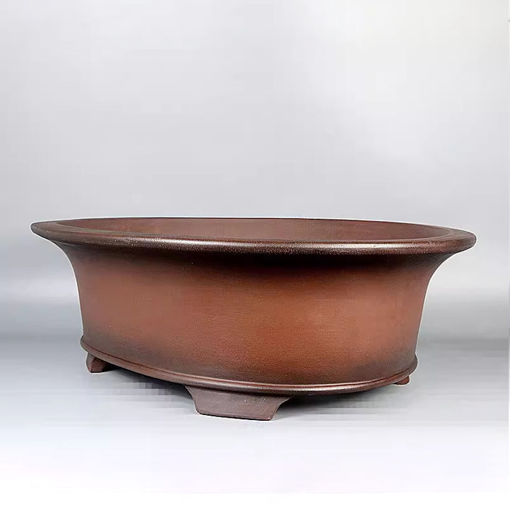 20.8 inch (53cm) Extra-Large Oval Premium Traditional Unglazed Deep Bonsai Pot Corner View