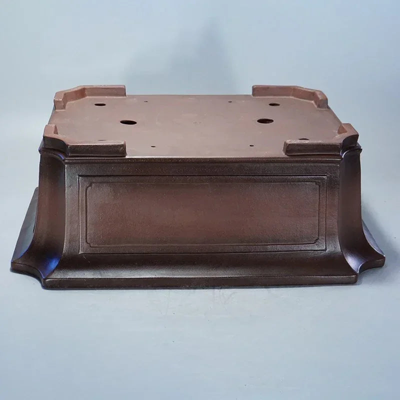20.8 inch (53cm) Extra Large Handmade Corner-Cut Rectangular Bonsai Pot Bottom View