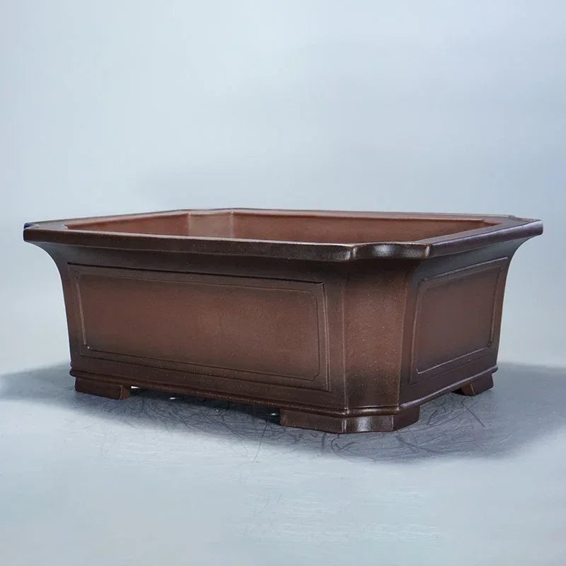 20.8 inch (53cm) Extra Large Handmade Corner-Cut Rectangular Bonsai Pot Corner View