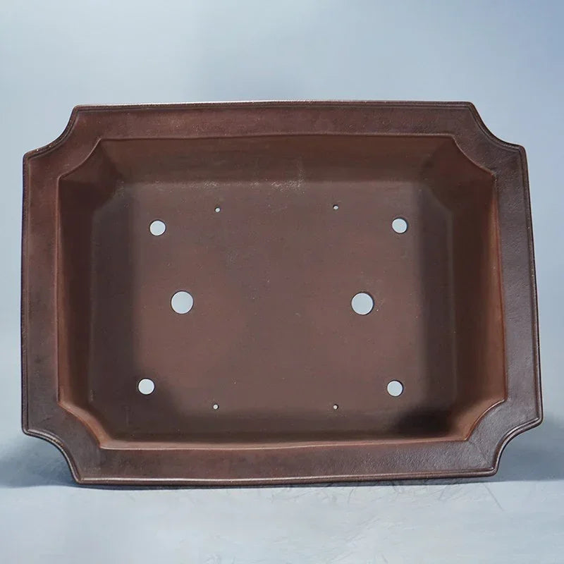 20.8 inch (53cm) Extra Large Handmade Corner-Cut Rectangular Bonsai Pot Inner View