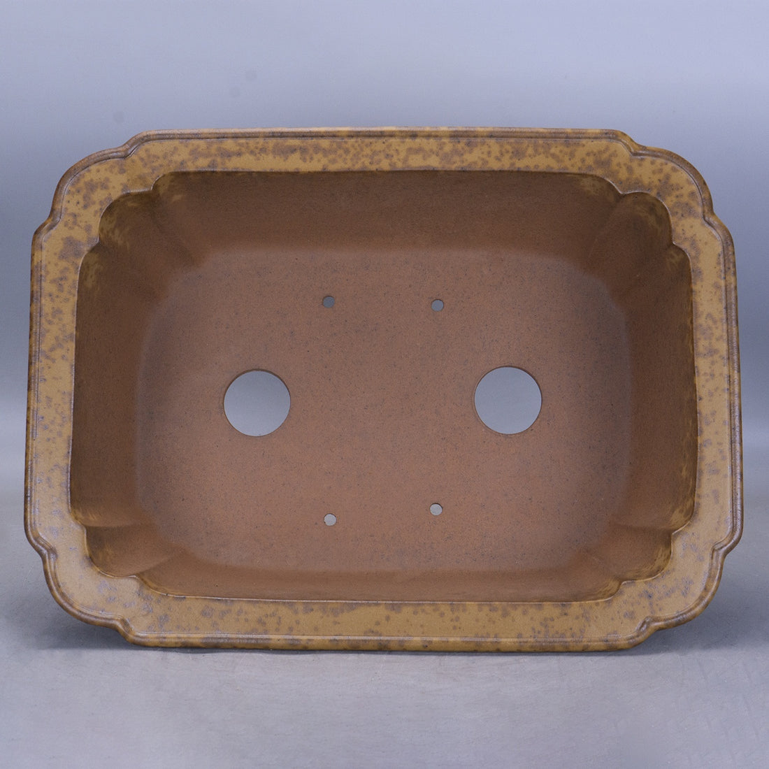 20.8 inch (53cm) Extra Large Rectangle Bonsai Pot w Flared Walls & Speckled Finish Inner View