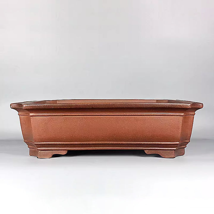 20.8 inch (53cm) Extra Large Rectangle Unique Bonsai Pot w Raised Lines, Chamfered Corners