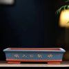20.8 inch (53cm) Extra Large Rectangular Bonsai Pot w Chinese Calligraphy Blue Color