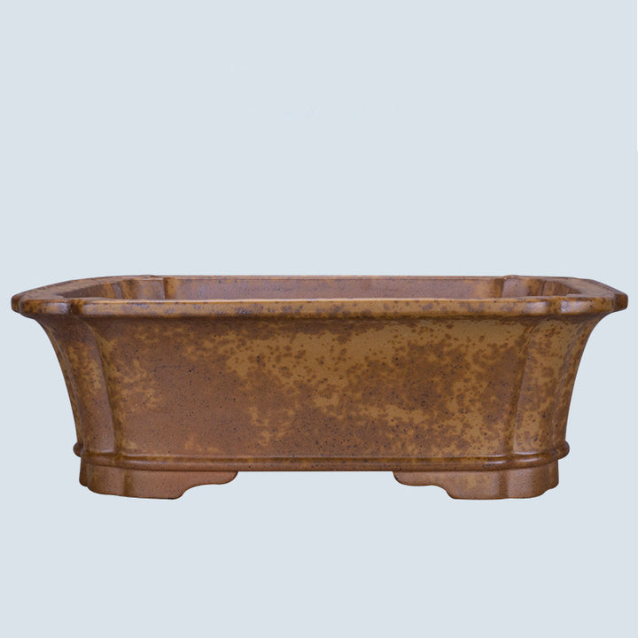 20.8 inch (53cm) Extra Large Rectangular Scalloped Corner Wood-Fired Finish Bonsai Pot