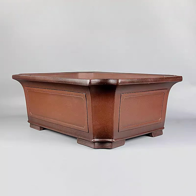 20 inch (51cm) Extra Large Corer-Cut Rectangular Traditional Unglazed Deep Bonsai Pot Corner View