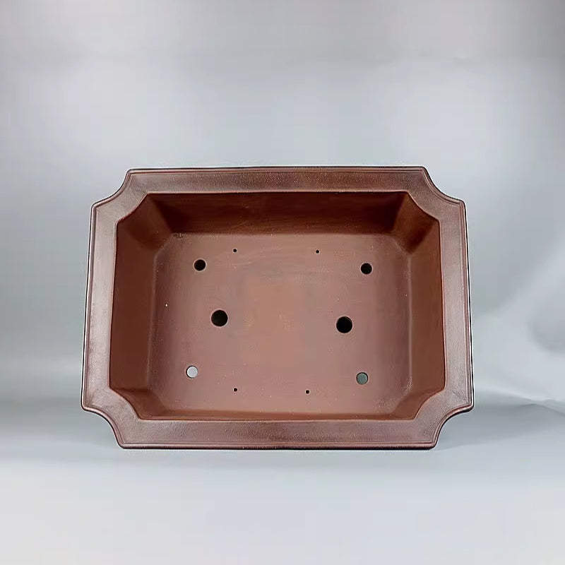 20 inch (51cm) Extra Large Corer-Cut Rectangular Traditional Unglazed Deep Bonsai Pot Inner View 