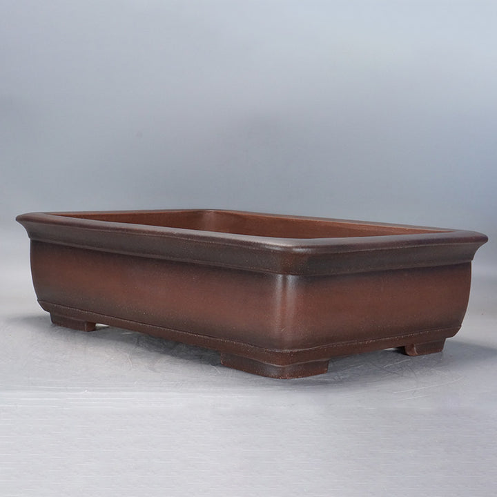 20 inch (51cm) Extra Large Rectangular Dual Tone Traditonal Unglazed Bonsai Pot Corner View