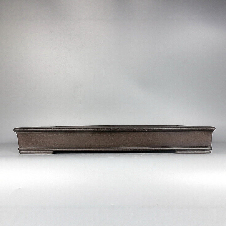 20 inch (51cm) Extra Large Shallow Rectangular Dark Brown Unglazed Minimalist Forest Bonsai Pot