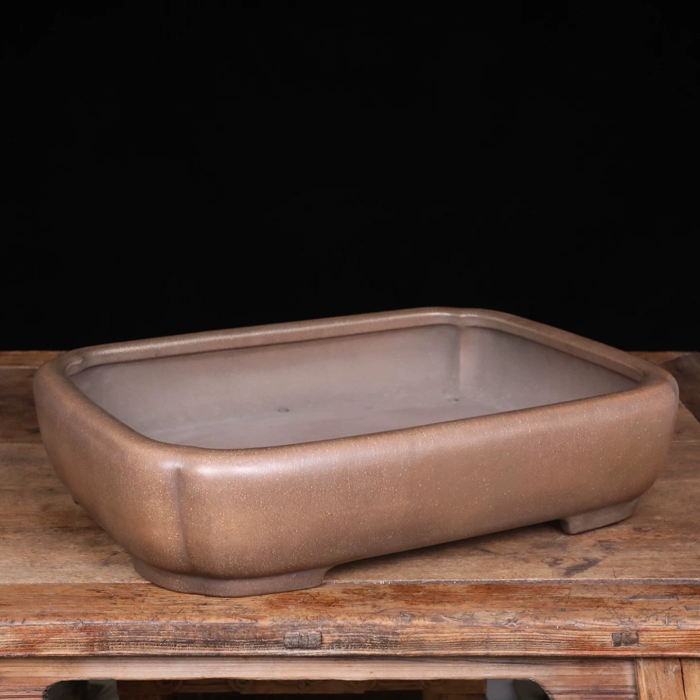 21.2 inch (54cm) Extra Large Indented Corner Rectangular Traditional Unglazed Bonsai Pot Corner View