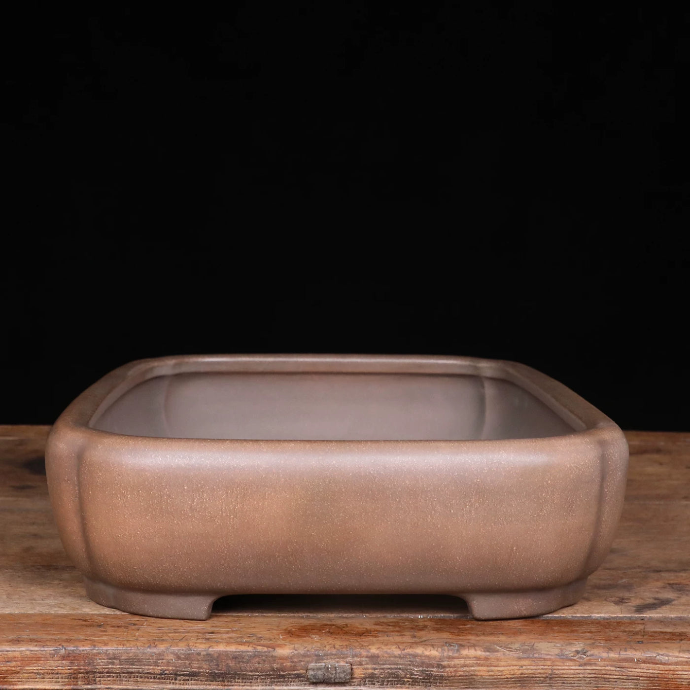 21.2 inch (54cm) Extra Large Indented Corner Rectangular Traditional Unglazed Bonsai Pot Side View