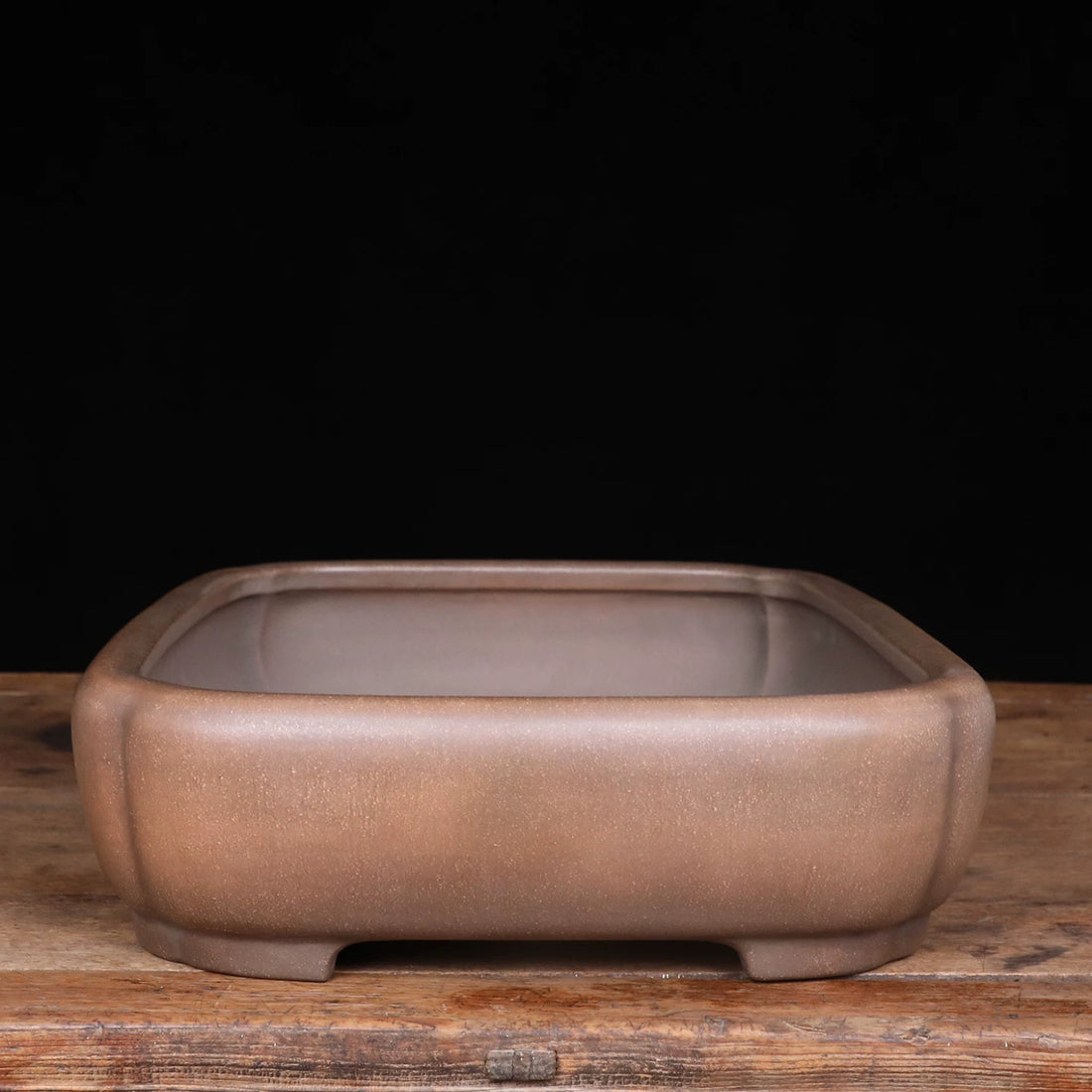 21.2 inch (54cm) Extra Large Indented Corner Rectangular Traditional Unglazed Bonsai Pot Side View