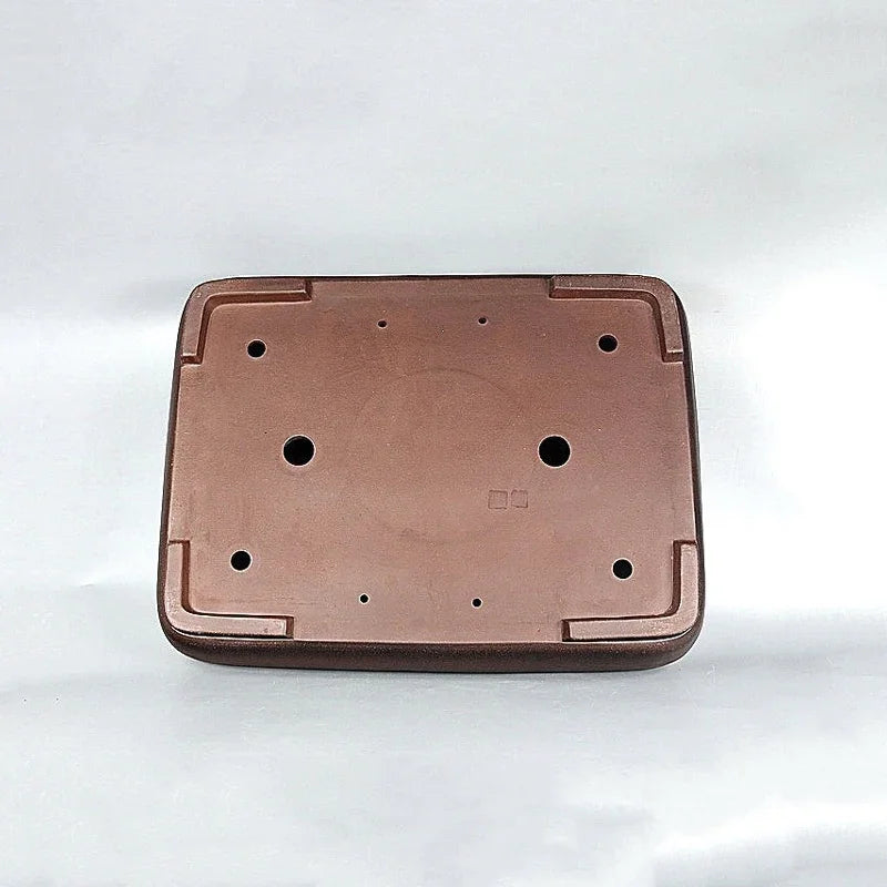 21.2 inch (54cm) Extra Large Premium Deep Brown Clay Rectangular Bonsai Pot Bottom View
