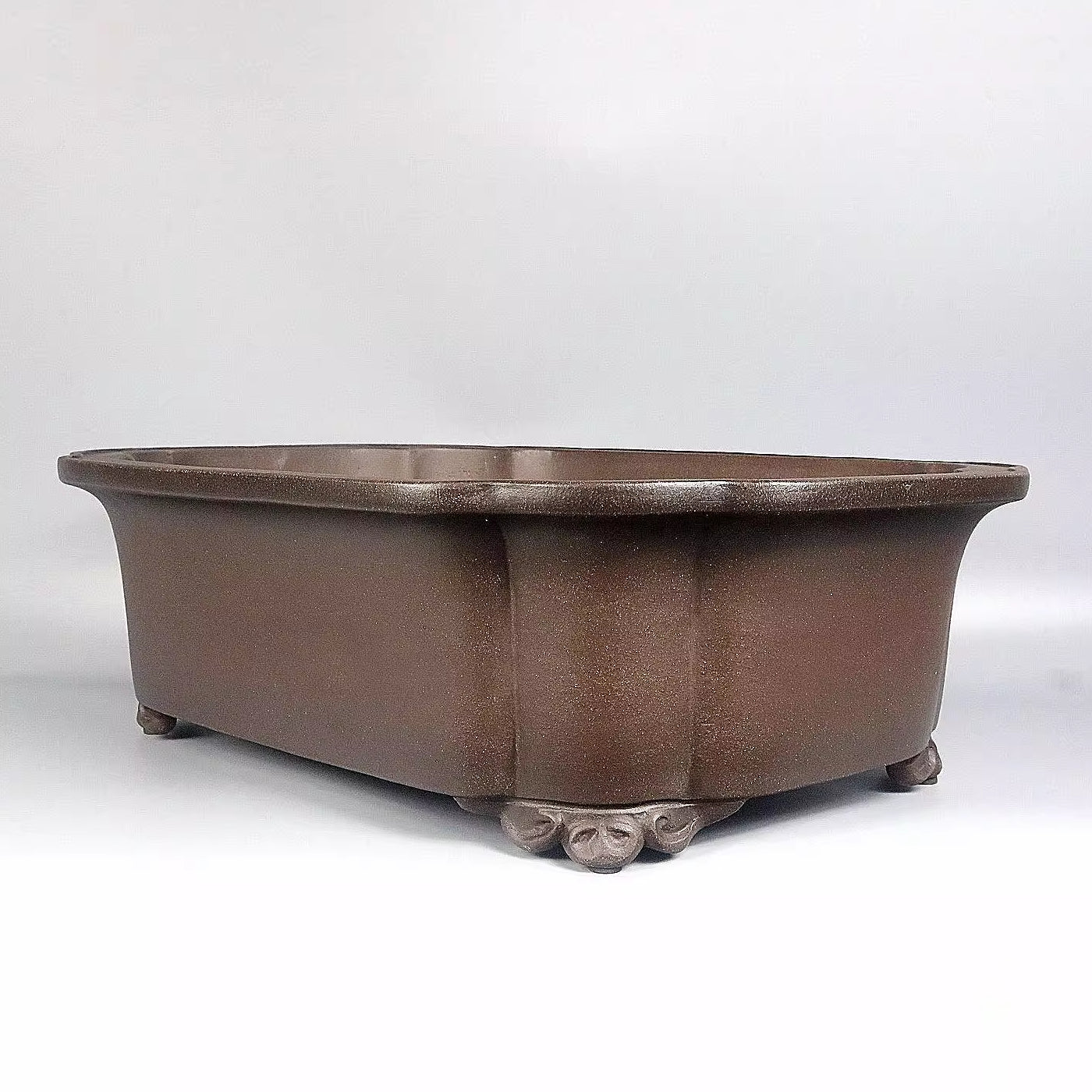 21.2 inch (54cm) Extra Large Rectangular Scalloped Corner Raised Cloud Feet Bonsai Pot Corner View