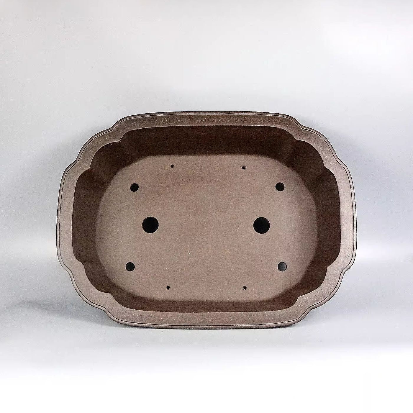 21.2 inch (54cm) Extra Large Rectangular Scalloped Corner Raised Cloud Feet Bonsai Pot Inner View